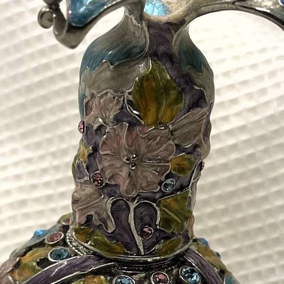 Vintage Blue Y2K Brass Enamel & Stones Butterfly Perfume Bottle 2004, 3.5 * 2.5 - Picture 3 of 6